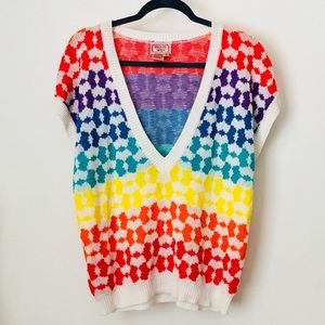 Multicolor V-Neck Knit Tank Top